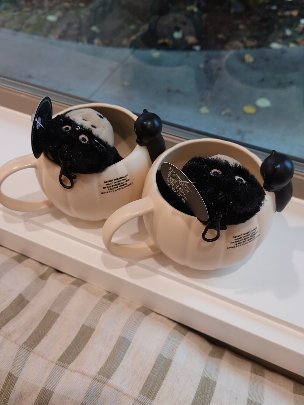 TWO sets of Starbucks Black Cat Bearista Keychain w/ Black Cat White Pumpkin Mug - Picture 3 of 3